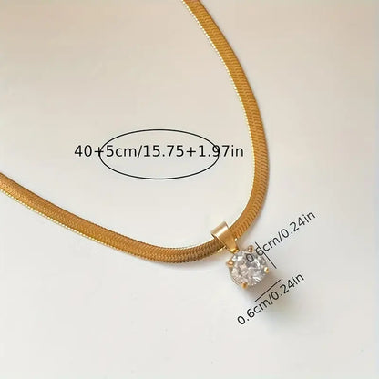 Collar Colgante Elegante de Diamantes de Imitación | Oro