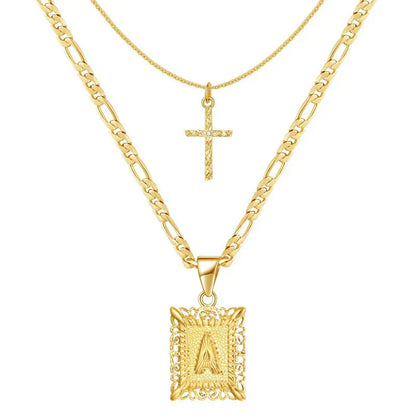 Set de Collar con Inicial en Cruz | Oro