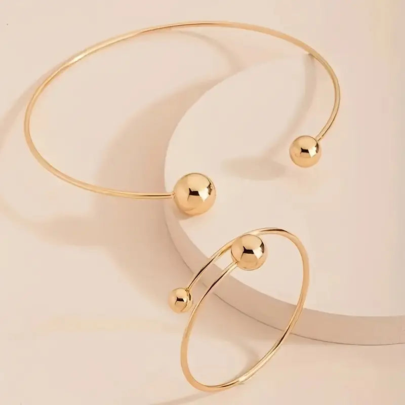 Set de Collar y Pulsera con Broche Minimalist Glow | Oro