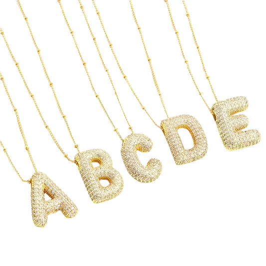 Set de Collar con Inicial de Letra Burbuja | Oro