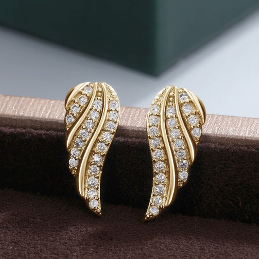 Aretes Modernos Pave de Hojas | Oro