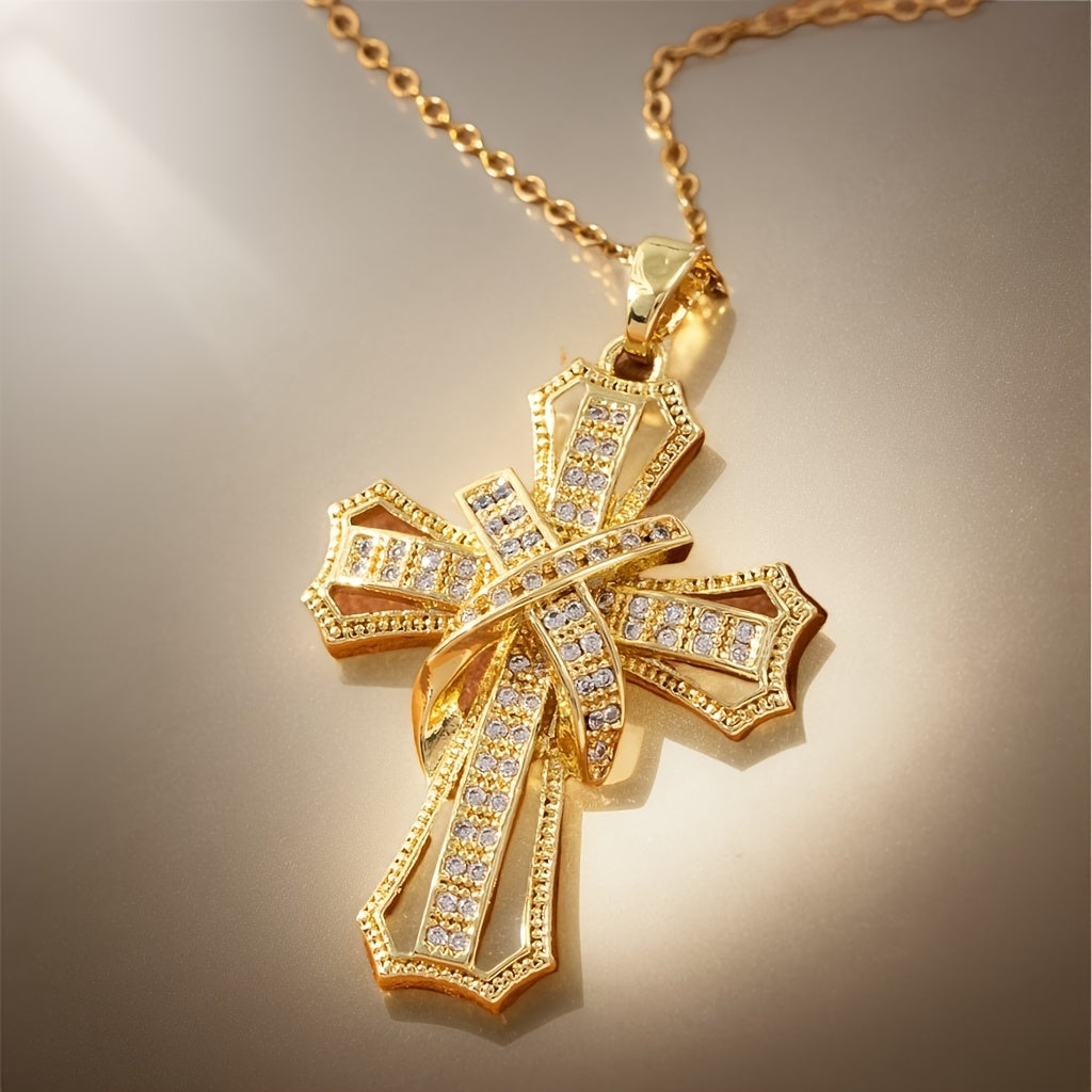 Collar con Cruz Radiante Colgante | Oro