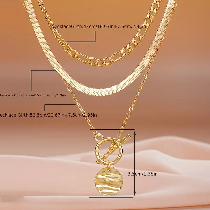 Collar de Capas Savira Moneda Texturizada | Oro