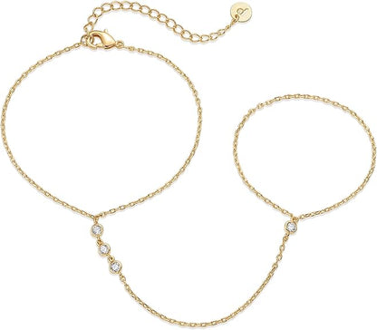 Brazalete Beaded Handchain | Oro
