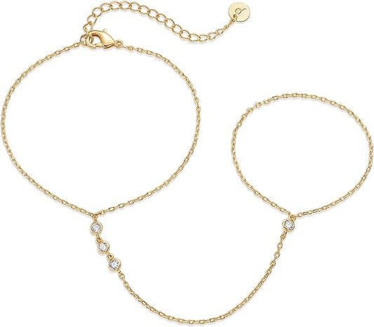 Brazalete Beaded Handchain | Oro
