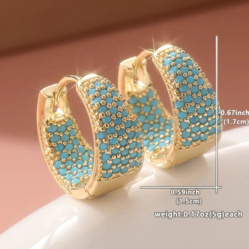 Aretes de Aro con Cuentas Turquesa Tono Dorado | Oro