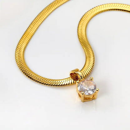 Collar Colgante Elegante de Diamantes de Imitación | Oro