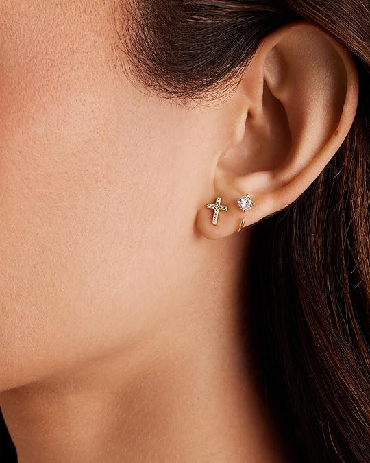 Pendientes de Tachuela Cruz Pavé | Oro