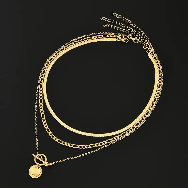 Collar de Capas Savira Moneda Texturizada | Oro