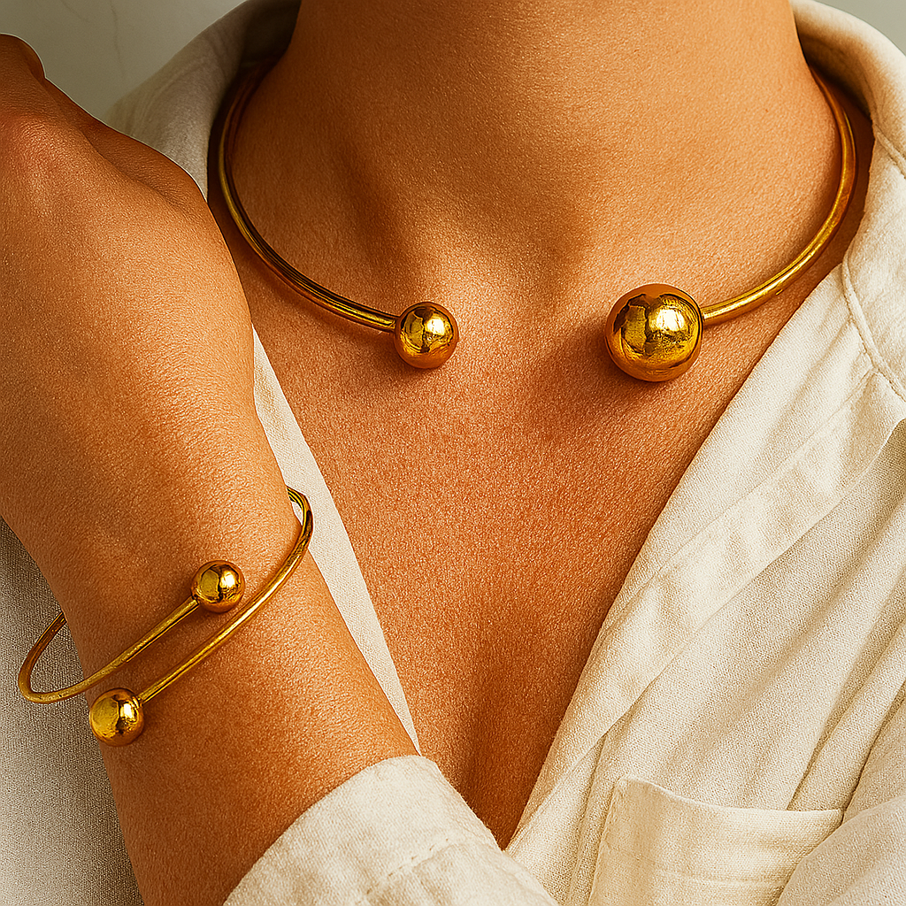 Set de Collar y Pulsera con Broche Minimalist Glow | Oro
