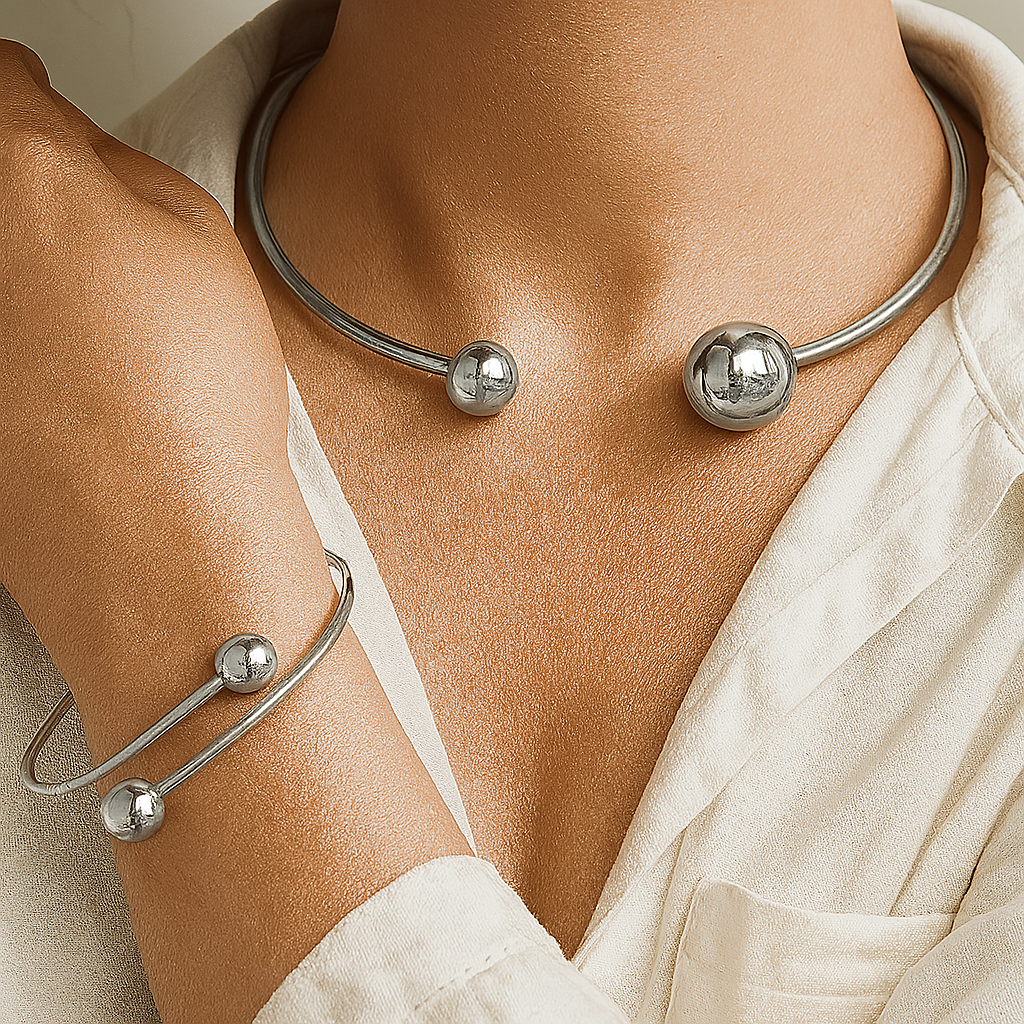 Set de Collar y Pulsera con Broche Minimalist Glow | Oro