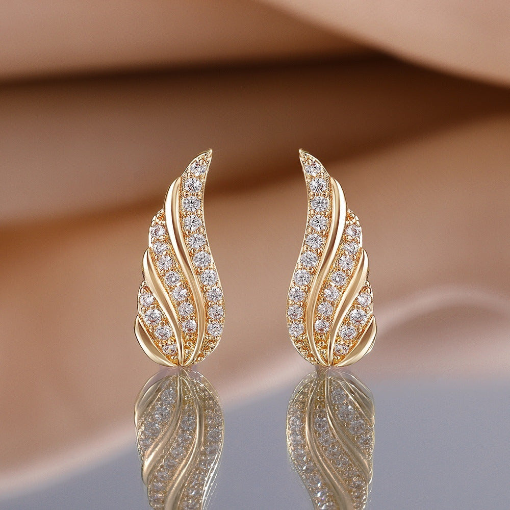 Aretes Modernos Pave de Hojas | Oro
