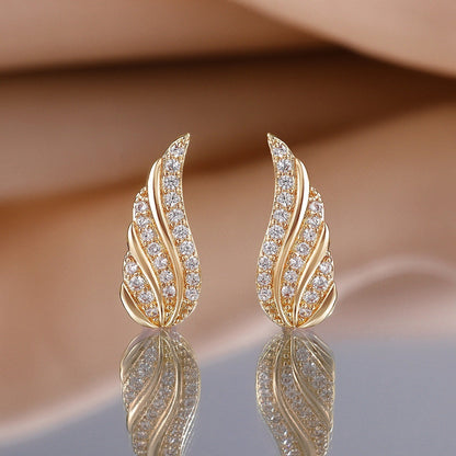 Aretes Modernos Pave de Hojas | Oro