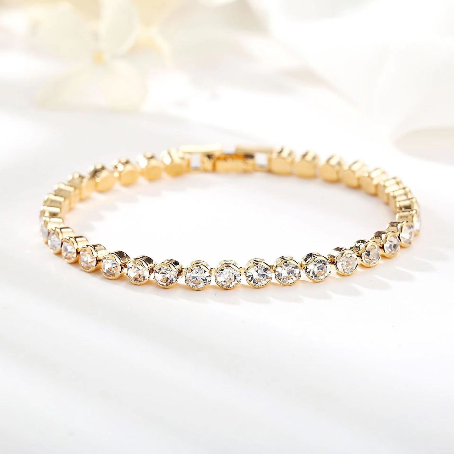 Pulsera de Tenis con Corte Redondo | Oro