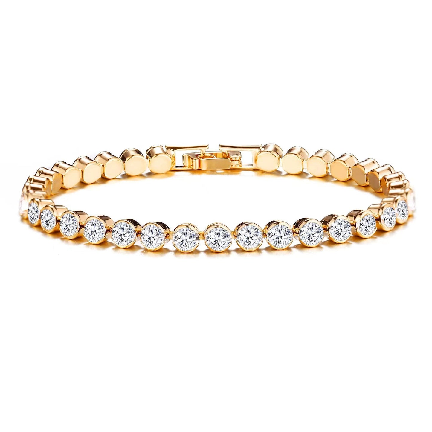 Pulsera de Tenis con Corte Redondo | Oro
