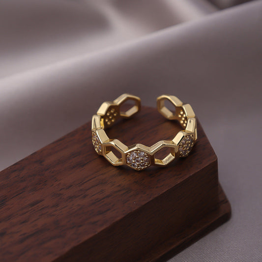 Anillo Panal de Cristales | Oro