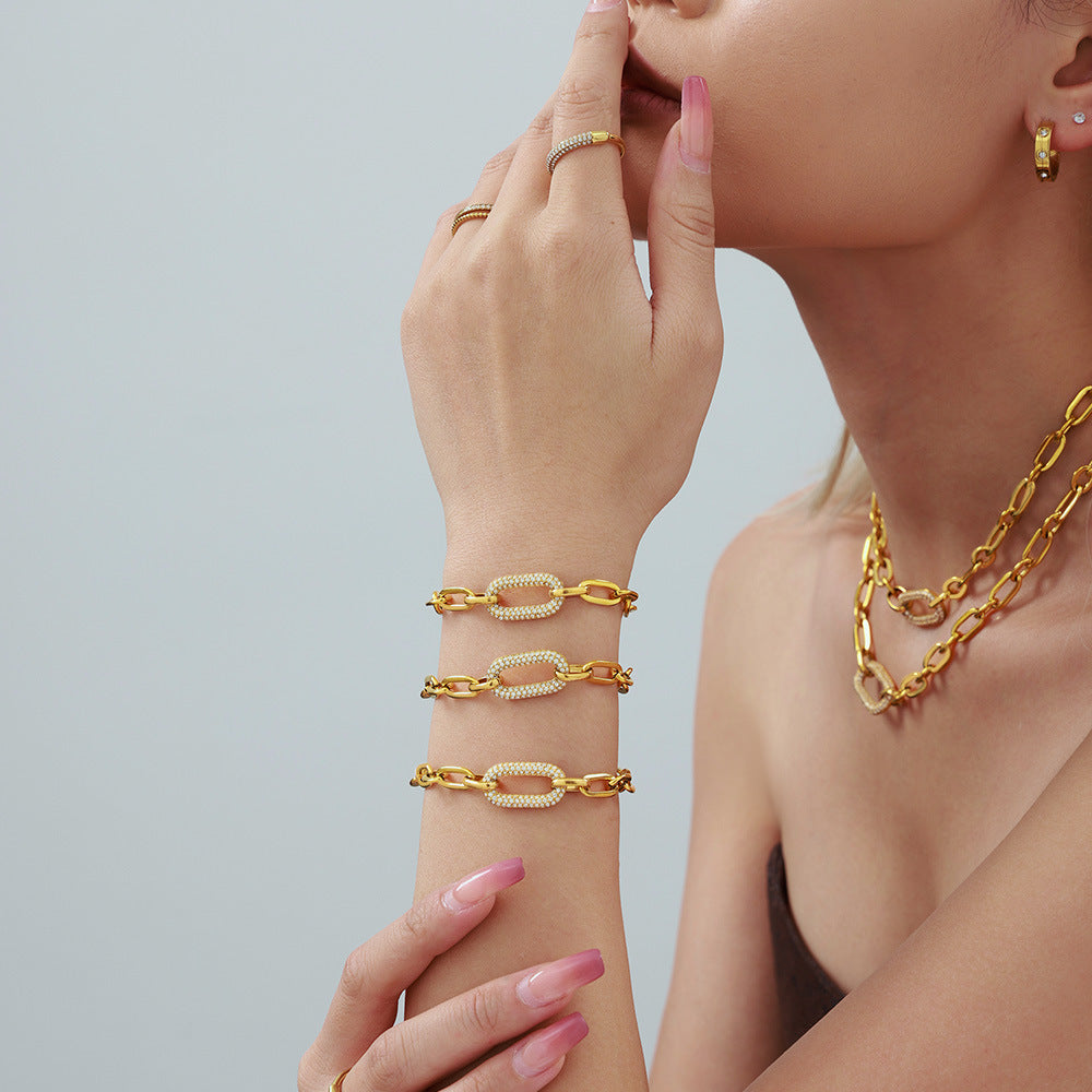 Set de Joyería Paved Chunky Chain Link | Oro