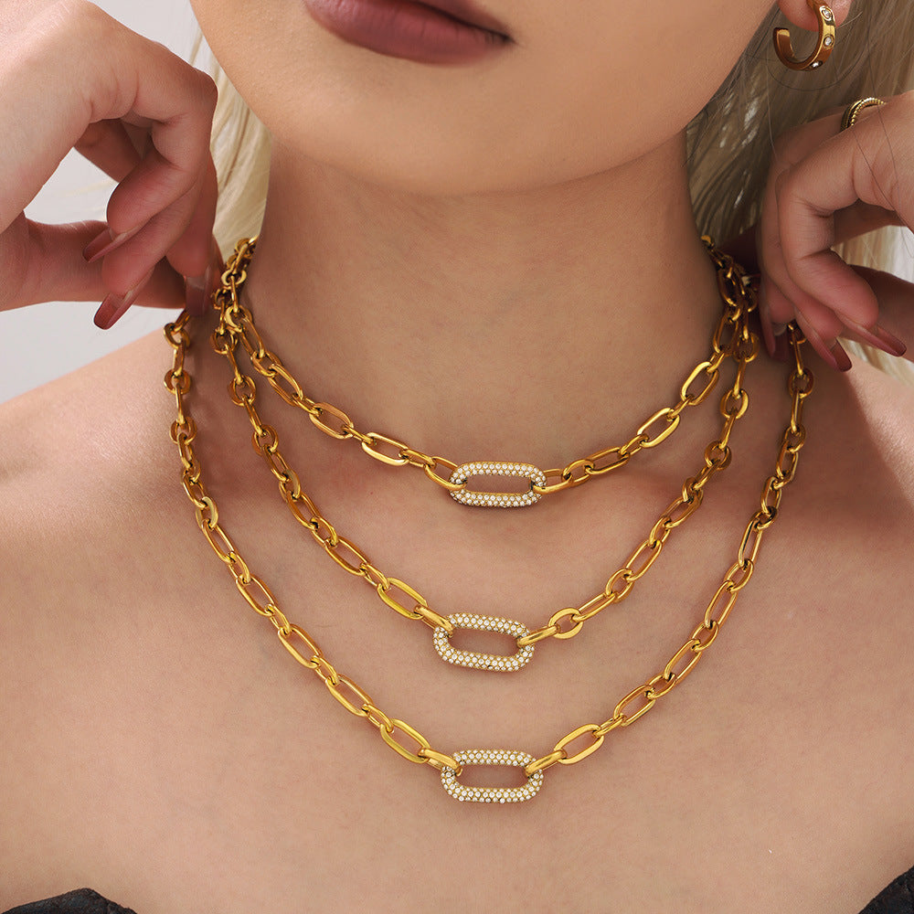 Set de Joyería Paved Chunky Chain Link | Oro