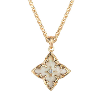 Collar con Colgante Trébol Blanco | Oro