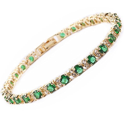 Pulsera Tenis Trío Esmeralda | Oro
