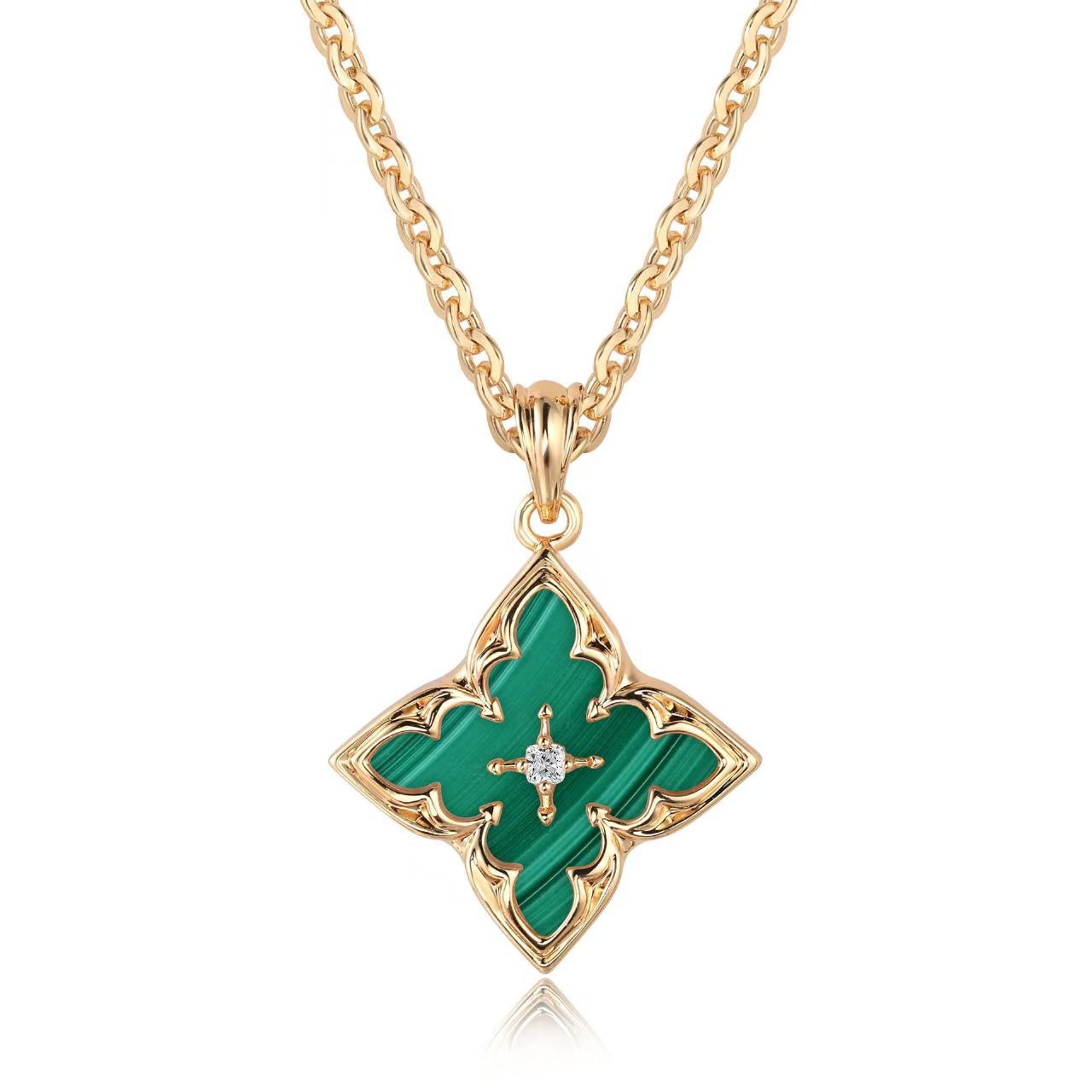Collar con Colgante Trébol Marrón | Oro