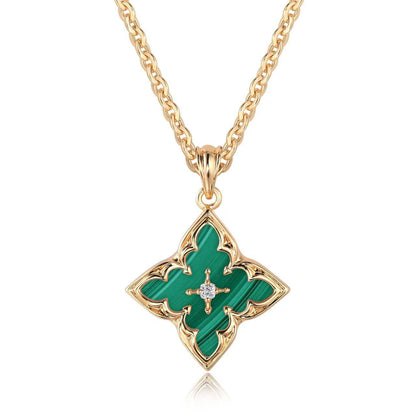 Collar Colgante Trébol Azul | Oro