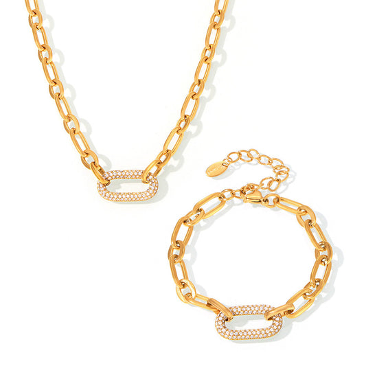 Set de Joyería Paved Chunky Chain Link | Oro