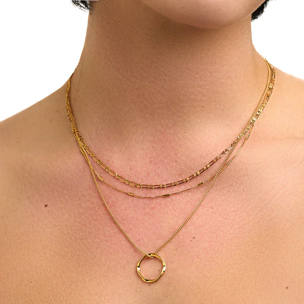 Collar Círculo Abierto Tres Hileras | Oro