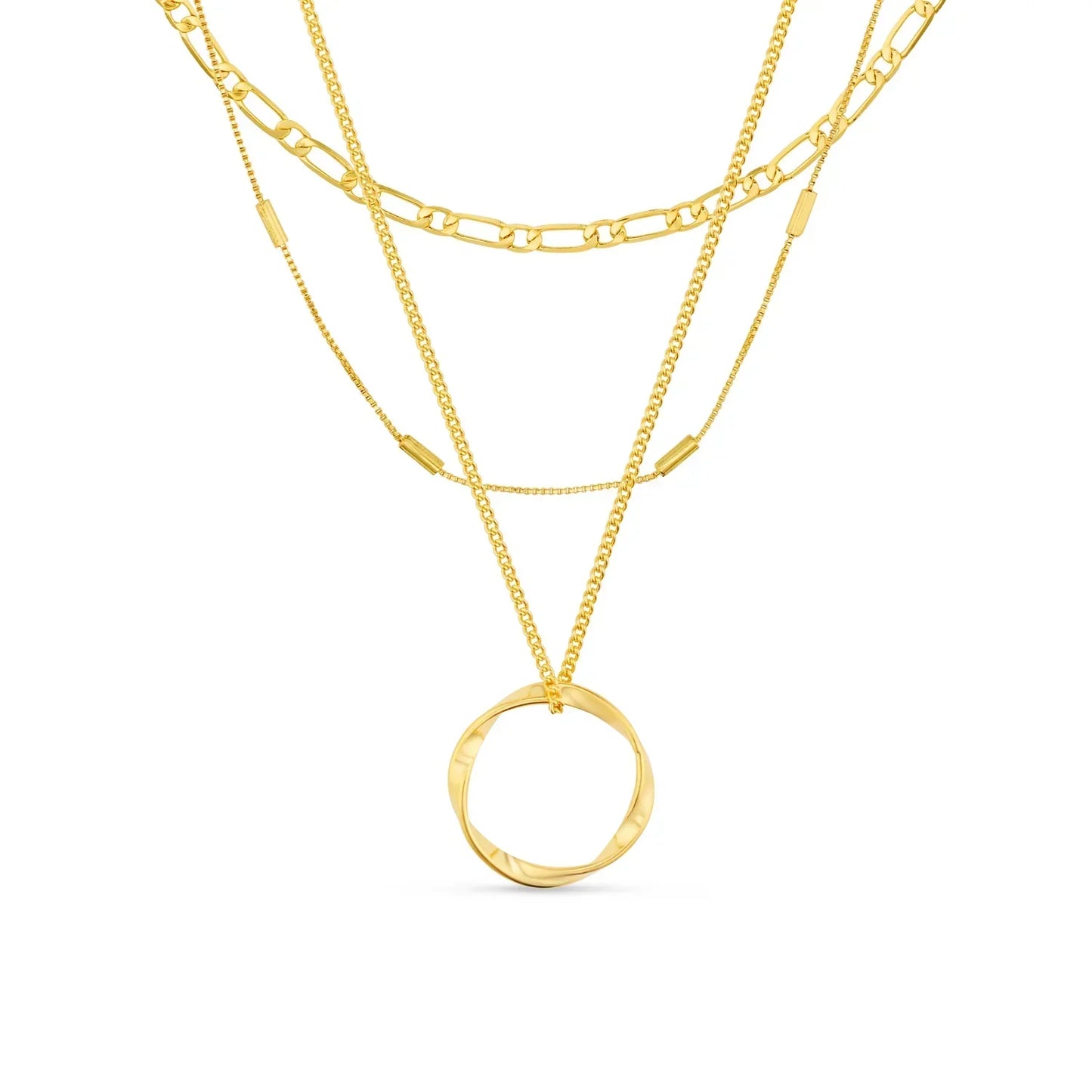 Collar Círculo Abierto Tres Hileras | Oro