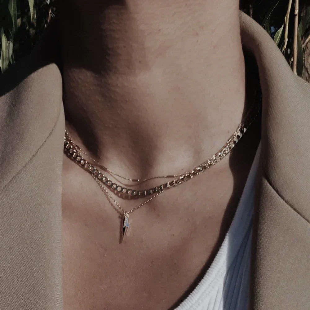 Collar Cadena Eslabón Plano Curb | Oro