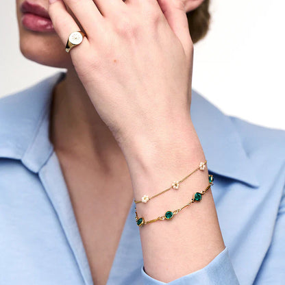 Pulsera de Eslabones Esmeralda | Oro