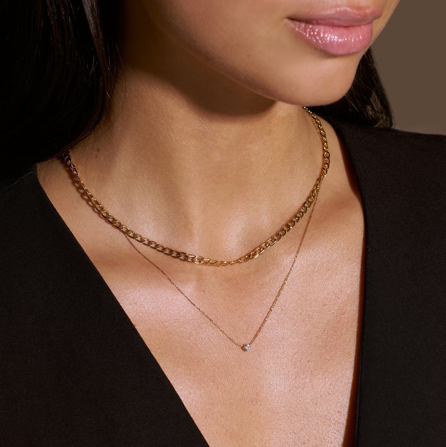 Collar Cadena Eslabón Plano Curb | Oro
