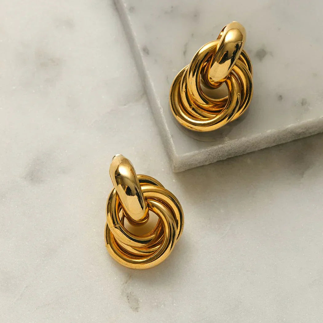 Pendientes Inter interlocking de Impacto | Oro