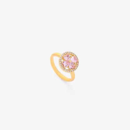 Anillo Giratorio Floración Corazón Rosa | Oro