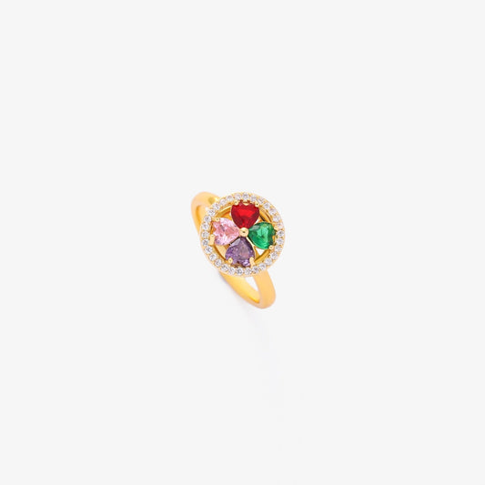 Anillo Giratorio Corazones Olas de Color | Oro