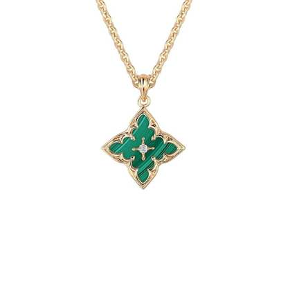 Collar Colgante Trébol Esmeralda | Oro