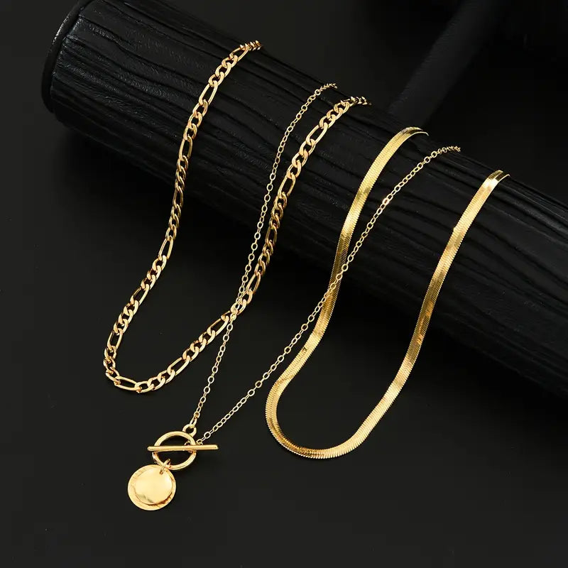 Collar de Capas Savira Moneda Texturizada | Oro