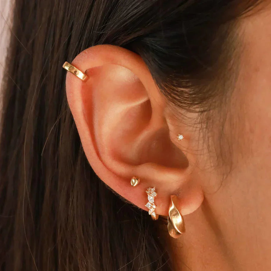Aretes Huggies Clúster de Cristal | Oro