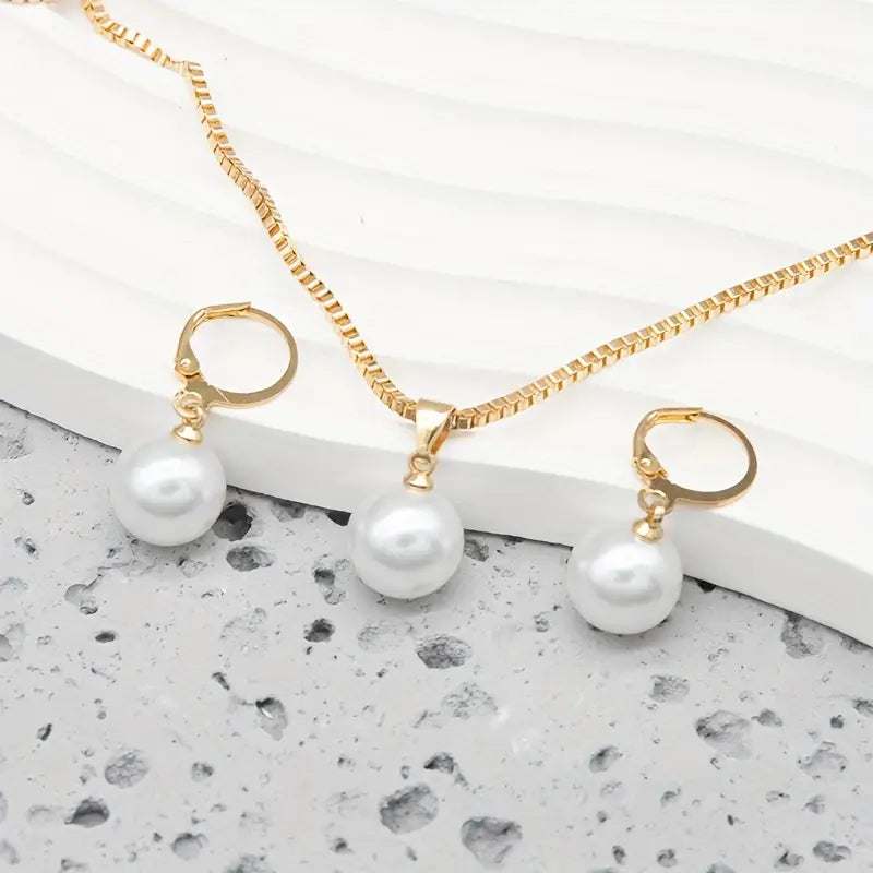 Conjunto de Joyas de Perlas Golden Grace | Oro