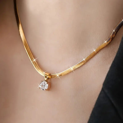 Collar Colgante Elegante de Diamantes de Imitación | Oro
