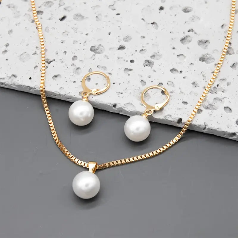 Conjunto de Joyas de Perlas Golden Grace | Oro