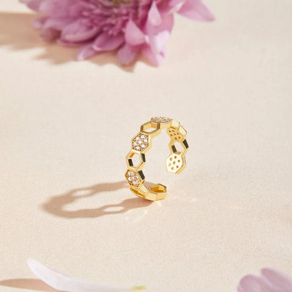 Anillo Panal de Cristales | Oro