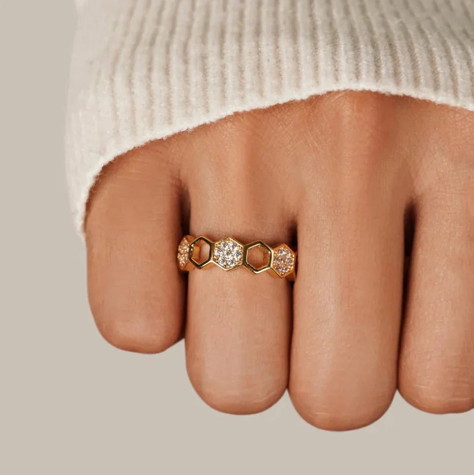 Anillo Panal de Cristales | Oro