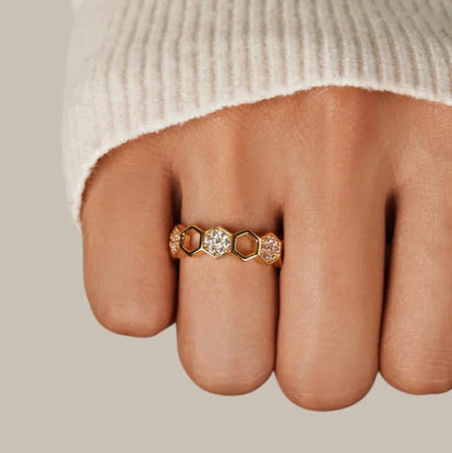 Anillo Panal de Cristales | Oro