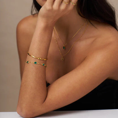 Pulsera de Eslabones Esmeralda | Oro